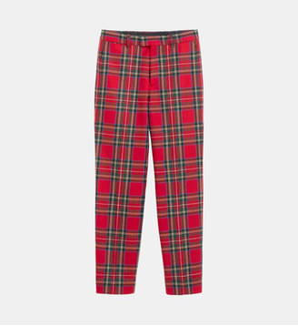 pantalon slim à carreaux tartan - Agnès b. - Rouge rubis