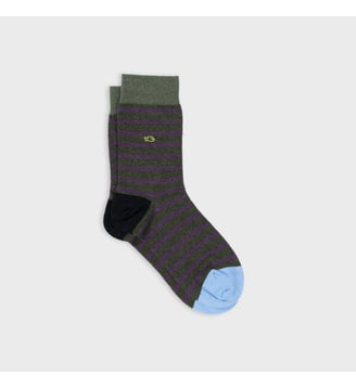 Chaussettes en coton peigné à rayures larges - Billybelt - Vert et violet