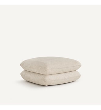 Pouf XL en velours texturé - AM.PM - Écru
