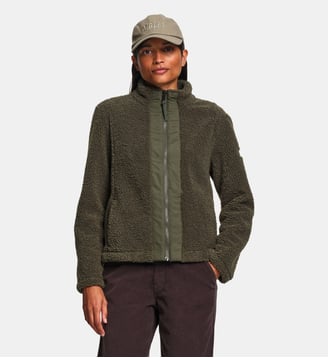 Veste sherpa col montant zippée détails nylon T-KIT - Aigle - Kaki