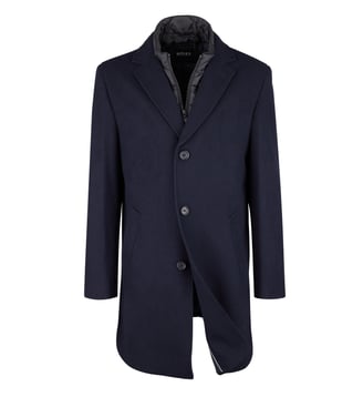Manteau en laine et polyester avec parement amovible regular Deus - Digel - Marine