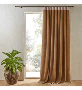 Rideau velours de coton et lin, Venita - AM.PM - Bronze