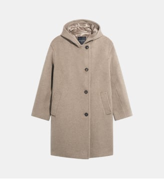 Manteau à capuche en laine et angora - ADRA - Gerard Darel - Muscade