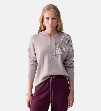 Sweat à capuche jacquard - Liu Jo - Beige