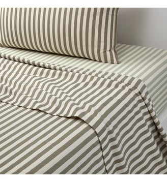 Drap plat en satin de coton - Desforges - Kaki