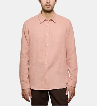 Chemise en gaze de coton rose coupe droite - Atelier Privé - Rose