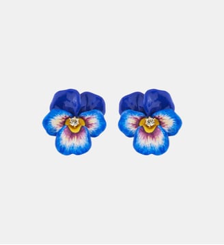 Boucles d'oreilles pensée bleue et cristal - Les Néréides - Bleu