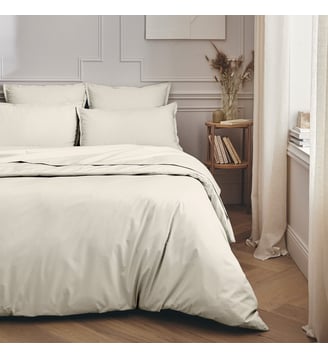 Parure de lit unie en percale de coton, taies rectangles, PREMIÈRE Essix