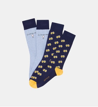 Pack 2 chaussettes en coton - Apéro - Arthur - Bleu