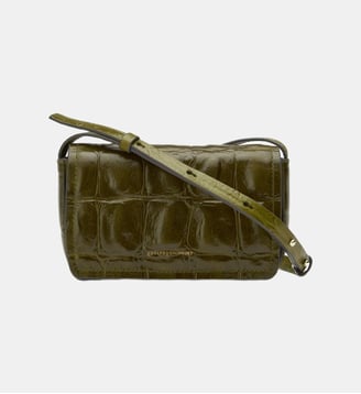 Sac à bandoulière mini Mica effet crocodile en cuir - Adolfo Dominguez - Kaki