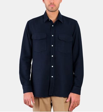 Chemise coupe droite tissu texturé MARINE - Atelier Privé - Marine