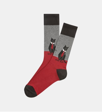 Chaussettes en coton - Cat sup Gris - Arthur - Gris