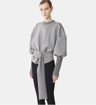 Sweatshirt Ceinturé En Jersey Double Face - Lanvin - Gris clair et noir