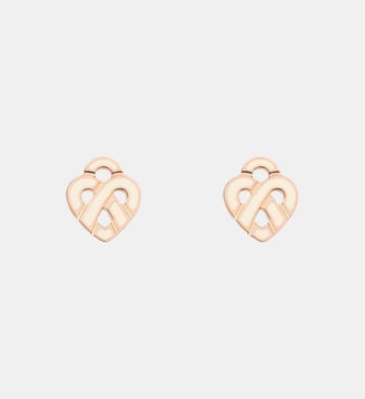 Boucles d'oreilles Cœur Entrelacé Émail - Poiray - Or rose