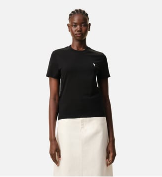T-shirt Ami de Coeur en coton - AMI Paris - Noir et blanc crème