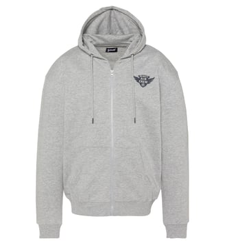 Sweatshirt zippé à capuche army - Schott - Gris chine