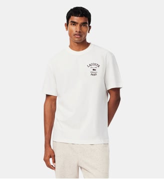 T-shirt jersey coton broderie - Lacoste - Blanc