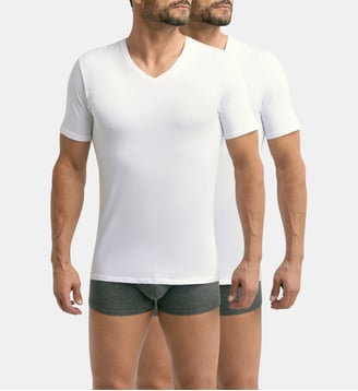 Lot de 2 t-shirts Respirant Col V Gots Good - Dim - Blanc