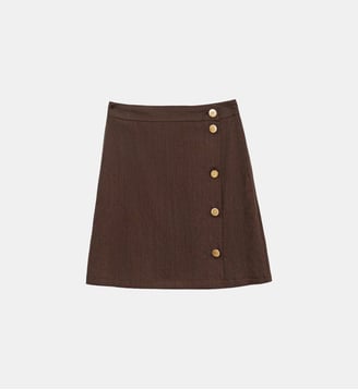 Jupe courte portefeuille  uni JOELE - La Petite Etoile - Marron