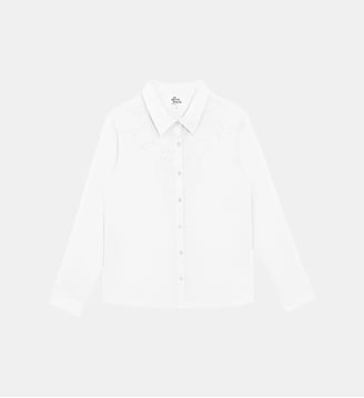 Chemisier manches longues col chemise uni CHAWIE - La Petite Etoile - Écru