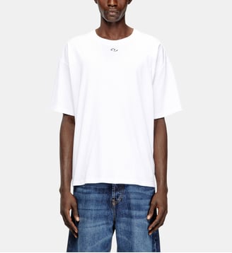 T-shirt en coton décontractée avec broderie Oval D - Diesel - Blanc