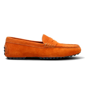 Mocassin derbies buck driver hampton - cuir velours - Fairmount - Rouge et orange