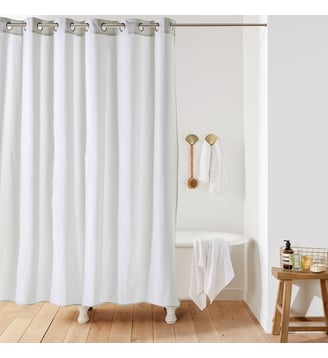 Rideau de douche uni aspect toile SCENARIO - La Redoute Interieurs - Blanc