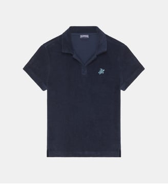 Polo en éponge Tortue Brodée - Vilebrequin - Bleu marine