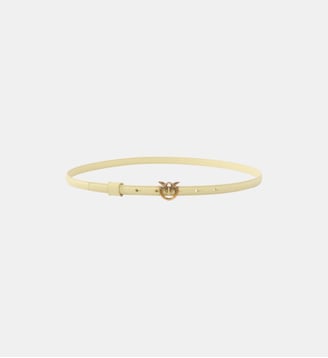 Fine ceinture avec boucle love birds - Pinko - Jaune vanille et or antique