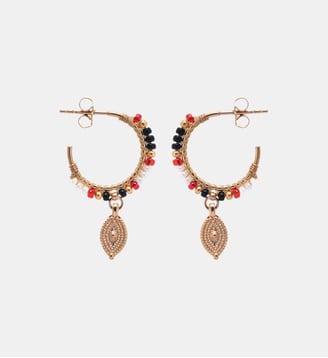 Boucles d'oreilles créoles perles et pampilles SADYA - Hipanema - Noir