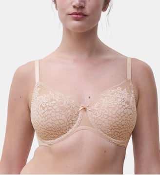 Soutien-gorge moulé emboîtant en dentelle - Chantelle - Beige doré