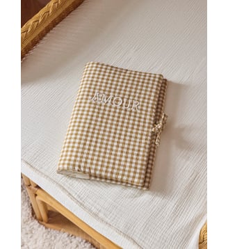 Housse molletonnée pour carnet de santé - Cyrillus - Vichy caramel