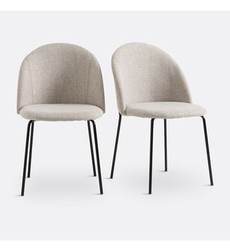 Lot de 2 chaises tissu chiné - La Redoute Interieurs - Beige chiné