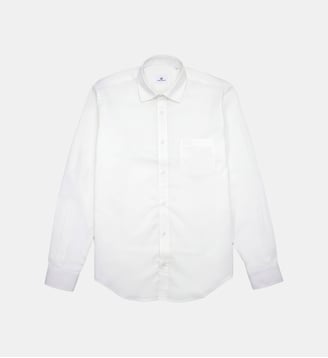 Chemise manches longues en coton avec poche poitrine - Serge Blanco - Blanc