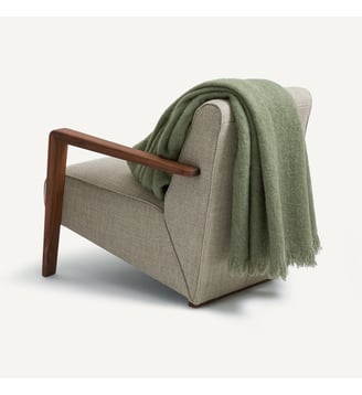 Plaid uni, laine et polyamide - AM.PM - Vert boisé