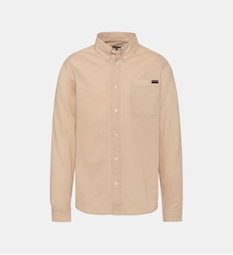Chemise manches longues avec poche planquée - Schott - Beige
