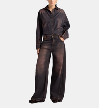 Pantalon nottingham en denim stonewash surteint 12 oz - Momonì - Violet