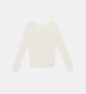 Pull col rond uni MALTA - La Petite Etoile - Écru