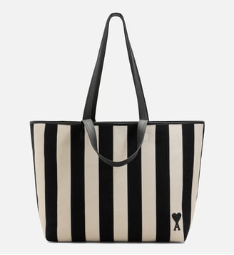 Cabas Ami De Coeur unisexe en Coton - AMI Paris - Blanc crème et noir