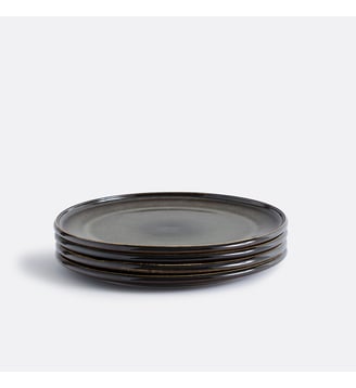 Lot de 4 assiettes plates grès émail réactif - La Redoute Interieurs - Brun