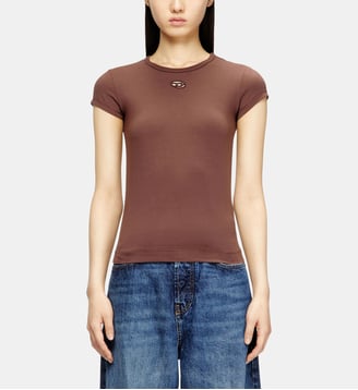 T-shirt avec logo découpé brodé - Diesel - Marron