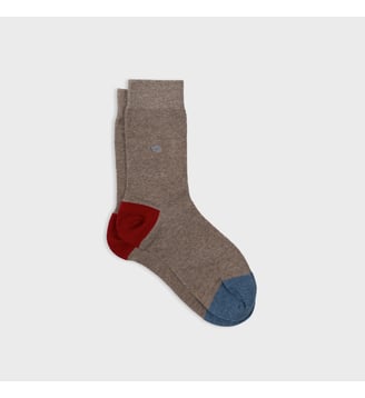 Chaussettes en coton peigné unies - Billybelt - Marron chiné