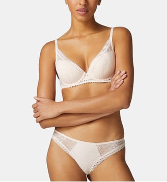 Culotte microfibre dentelle française - Simone Pérèle - Poudre