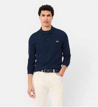 Polo L.12.12 slim fit manches longues - Lacoste - Bleu marine
