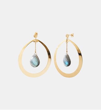 Boucles d'oreilles créoles solange labradorite - Caroline Najman - Gris
