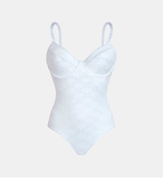 Maillot de bain une pièce avec armatures Turtle Monogram Jacquard - Vilebrequin - Blanc