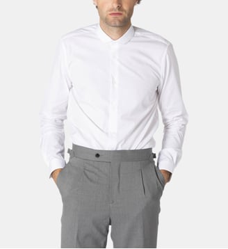 Chemise slim fit col claudine BLANC - Atelier Privé - Blanc