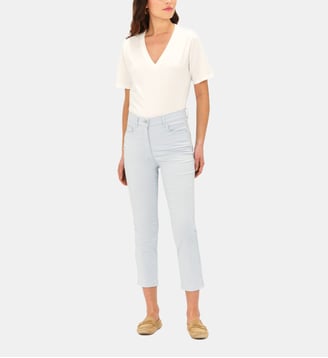 Pantacourt mason - Motif uni - Coupe slim - Caroll - Bleu ciel