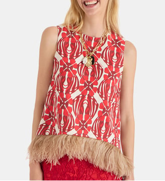 Top La Scala With Feathers Clover Red - La DoubleJ - Rouge