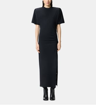 Robe longue t-shirt avec épaules matelassées - Pinko - Noir